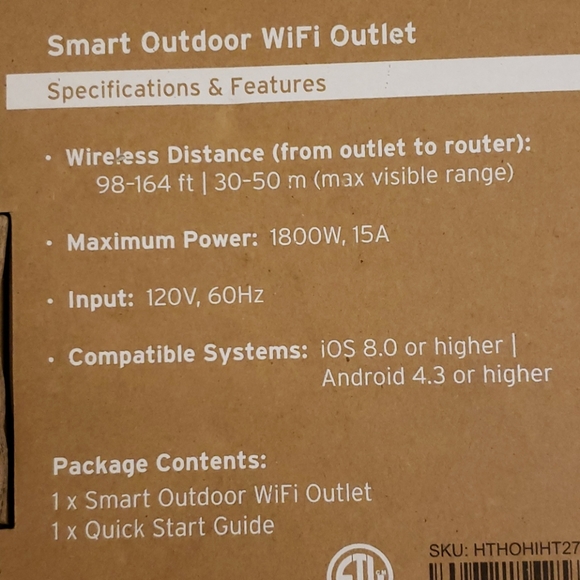 Etekcity Smart Outdoor Wi-Fi Outlet Black yellow - Picture 5 of 12
